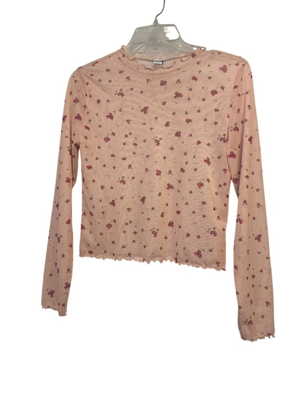 Old Navy Girls Long Sleeve Pink Floral Mesh Top XL Plus Size Lightweight